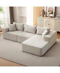 gaomon 108" Modular Cloud Sectional Sofa, L-Shaped Couch with Chaise, Deep Seat, No Assembly - Beige (cotton linen fabric)