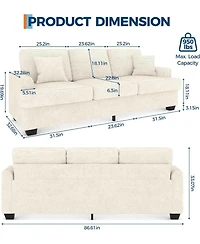 gaomon 86" Corduroy Sofa