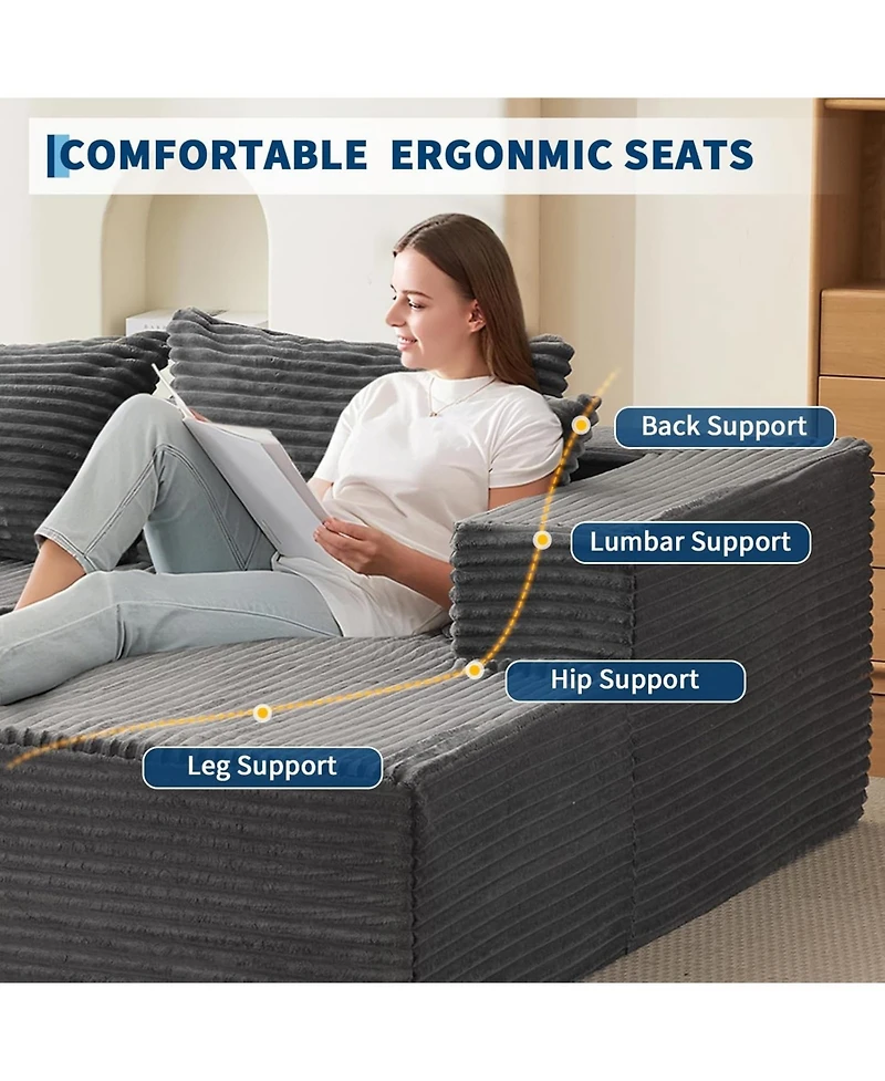 gaomon 106" Cloud Sectional Sofa with Chaise, Memory Foam Modular Couch, Right Facing, No Assembly