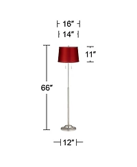360 Lighting Abba Modern Floor Lamp Standing 66" Tall Brushed Nickel Metal Satin Tapered Drum Shade for Living Room Bedroom Office House