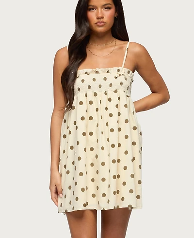 Edikted Women's Polka Dot Linen Look Mini Dress