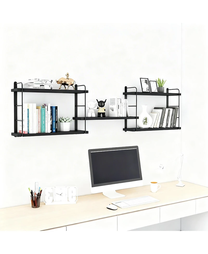 Yigii Wall Shelves Floating Wood Mounted Bookshelves Storage 40lb Capacity