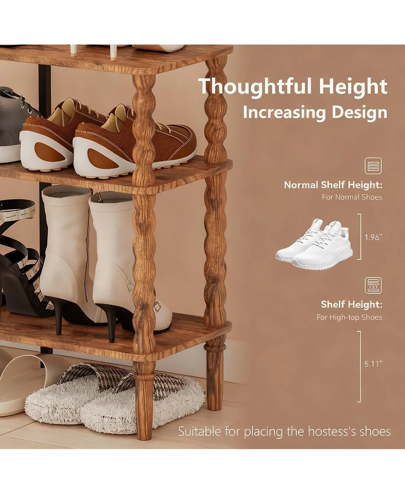 Yigii Shoe Rack 3 Tier Solid Wood Organizer Closet Entryway Stackable