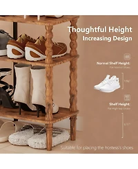 Yigii Shoe Rack 3 Tier Solid Wood Organizer Closet Entryway Stackable