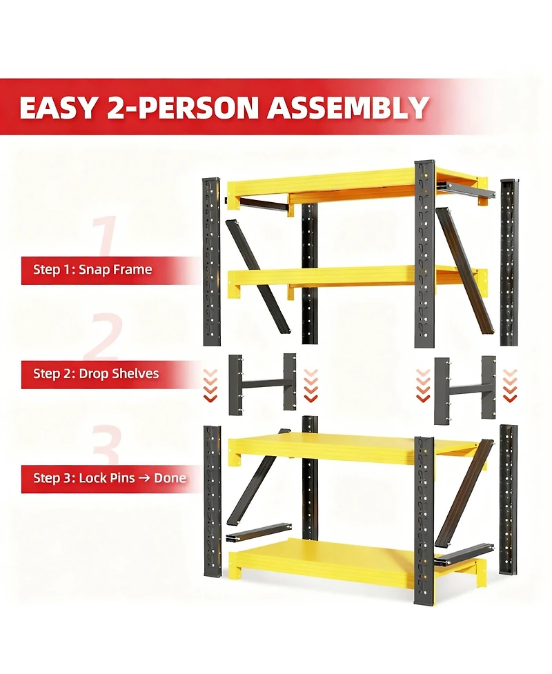 Yigii Garage Shelving Heavy Duty Adjustable Metal Storage Shelf Warehouse Basement Workshop