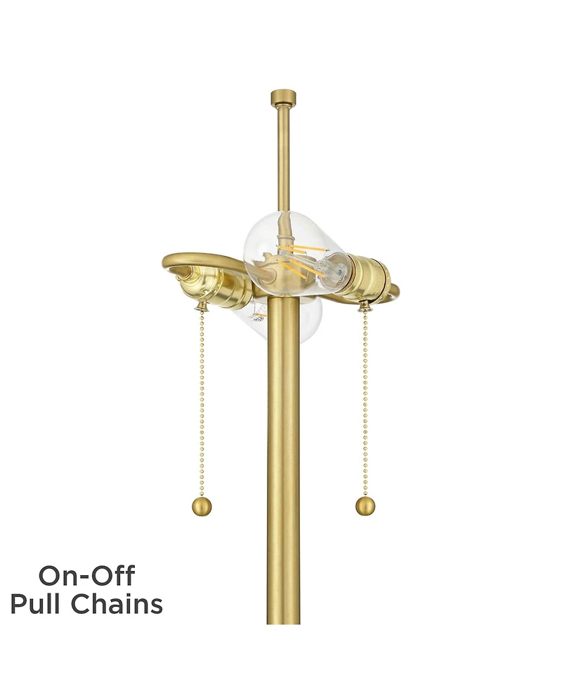 Possini Euro Design Medbury Mid Century Modern 61 1/2" Tall Standing Floor Lamp Pull Chain Gold Metal Brass Finish Dome Shade