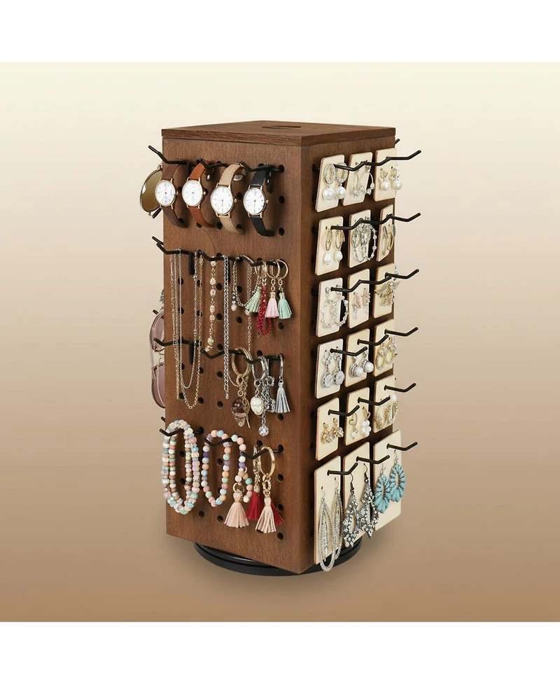 Yigii 3 Tier Wooden Rotating Bracelet Holder Display Stand 42 Hooks