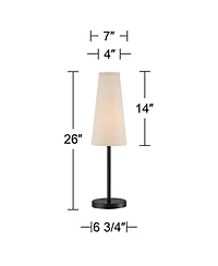 360 Lighting Modern Table Lamp 26" High Espresso Metal Linen Cone Shade for Bedroom Living Room Home Bedside Nightstand Office