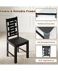 Gouun Set of 2 Solid Rubber Wood Dining Chairs with Hollowed Backrest