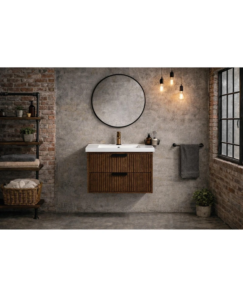 Ari Bath Diego 30" Floating Bathroom Vanity Walnut