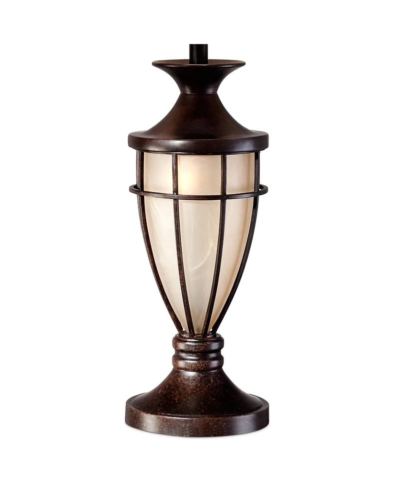 John Timberland Traditional Table Lamps 33" Tall Set of 2 with Nightlight Lantern Brushed Iron Cage