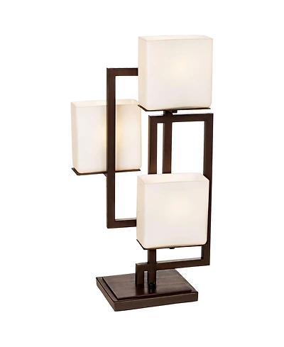 Possini Euro Design Lighting Modern Table Lamp 24" High Roman Bronze with Dimmer Metal Glass Shade for Bedroom Living Room Bedside Nightstand Office