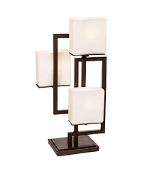 Possini Euro Design Lighting Modern Table Lamp 24" High Roman Bronze with Dimmer Metal Glass Shade for Bedroom Living Room Bedside Nightstand Office