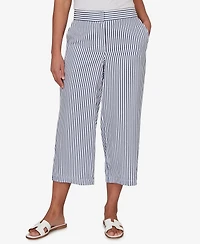 Ruby Rd. Petite Striped Seersucker Fly-Front Capri Pants