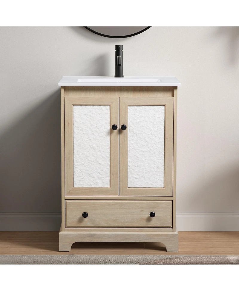 Busdays Bathroom vanity with sink Modern Bathroom Vanity with Ceramic Basin 1 Drawer, Free Standing Bathroom Storage