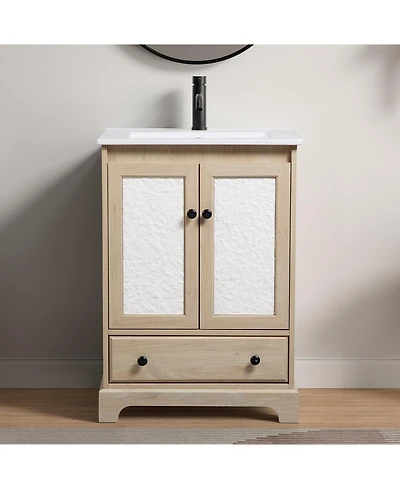 Busdays Bathroom vanity with sink Modern Bathroom Vanity with Ceramic Basin 1 Drawer, Free Standing Bathroom Storage
