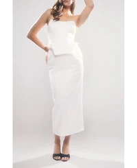 MissPap Women's Premium Bonded Satin Corset Midaxi Dress