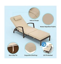 gaomon Outdoor Wicker Chaise Lounge with Cushion, All-Weather Rattan Sun Lounger