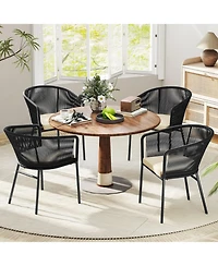 Gouun Set of 4 Cushioned Patio Dining Chairs with Curved Backrest and Armrests