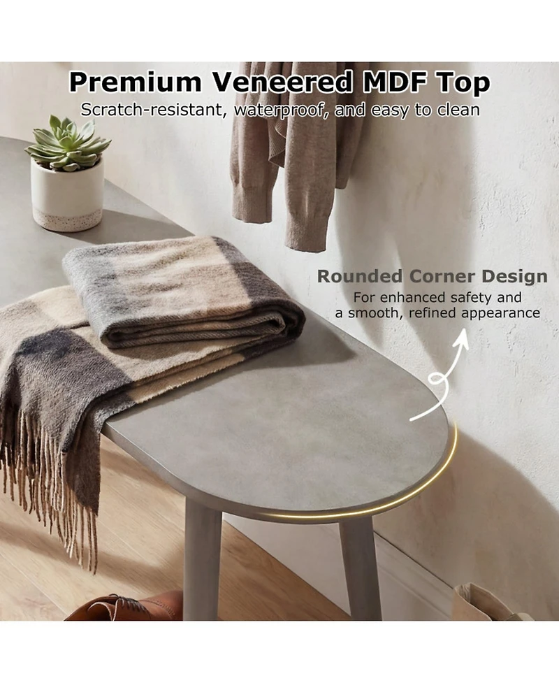 Gouun Solid Wood Farmhouse Dining Bench with Rubber Wood Legs