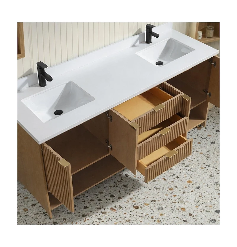 Ari Bath Diego 72" Bathroom Vanity Oak