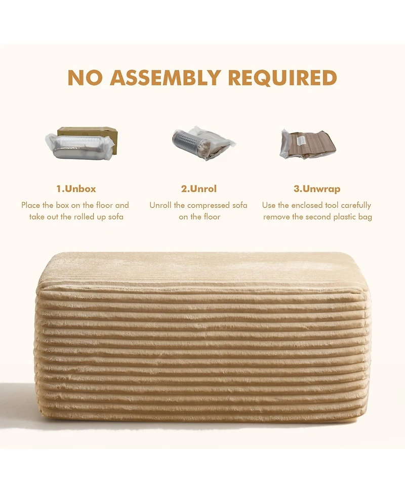 Xizzi 37" Corduroy Ottoman, Upholstered Cloud Ottoman for Boneless Couch, Modular Sectional Sofa Living Room, Memory Foam