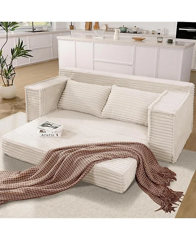 gaomon 75" Convertible Sofa Bed, Boneless Futon Couch with 2 Pillows, Pull-Out Loveseat Sleeper