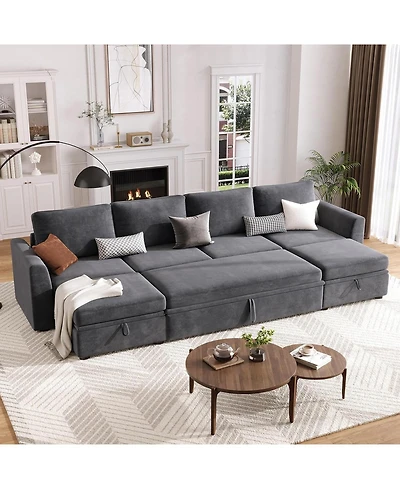 gaomon Sectional Sleeper Sofa with Pull-Out Bed