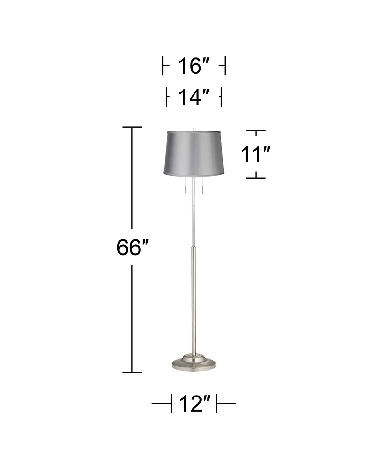360 Lighting Abba Modern Floor Lamp Standing 66" Tall Brushed Nickel Light Satin Tapered Drum Shade for Living Room Bedroom Office House Home