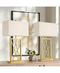360 Lighting Claudia 26 1/2" Tall Open Metal Base Modern Glam Table Lamps Set of 2 Gold Finish Shade Living Room Bedroom