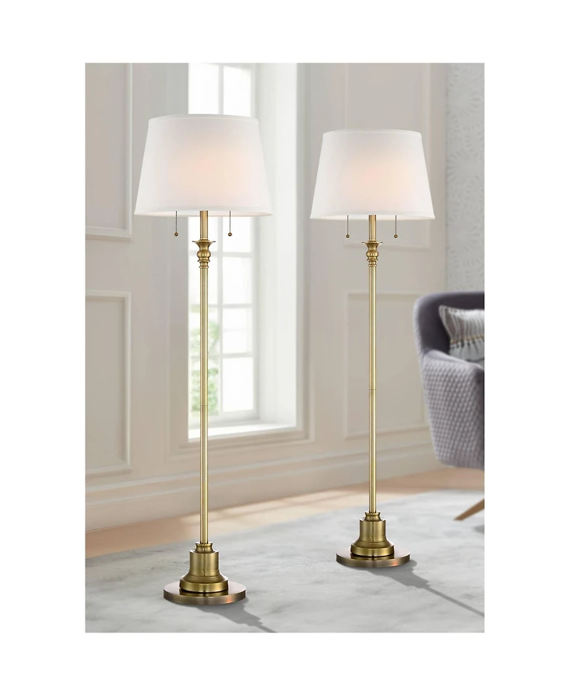 360 Lighting Spenser Traditional 58" Tall Standing Floor Lamps Set of 2 Lights Pull Chain