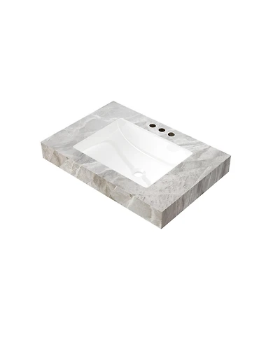 Busdays 30 Inch Light Sintered Stone Countertop with Undermount Ceramic Basin Three Pre Drilled Faucet Holes Cabinet Not Included