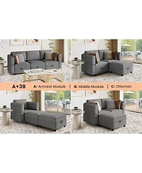 gaomon Convertible Sectional Sofa with Reversible Chaise, Chenille Modular Couch with Storage
