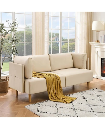 gaomon 76" Loveseat Sofa, Velvet 2-Seater Couch with Deep Seat and Pillows for Living Room
