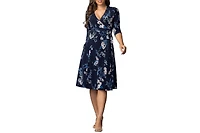 Kiyonna Women's Signature Wrap Dress with 3/4 Sleeves