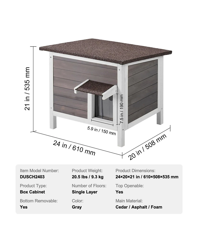 Zeus & Ruta Wooden Outdoor Cat House with Roof Pvc Door Flaps for Cats Feral Pet Shelter
