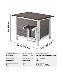 Zeus & Ruta Wooden Outdoor Cat House with Roof Pvc Door Flaps for Cats Feral Pet Shelter