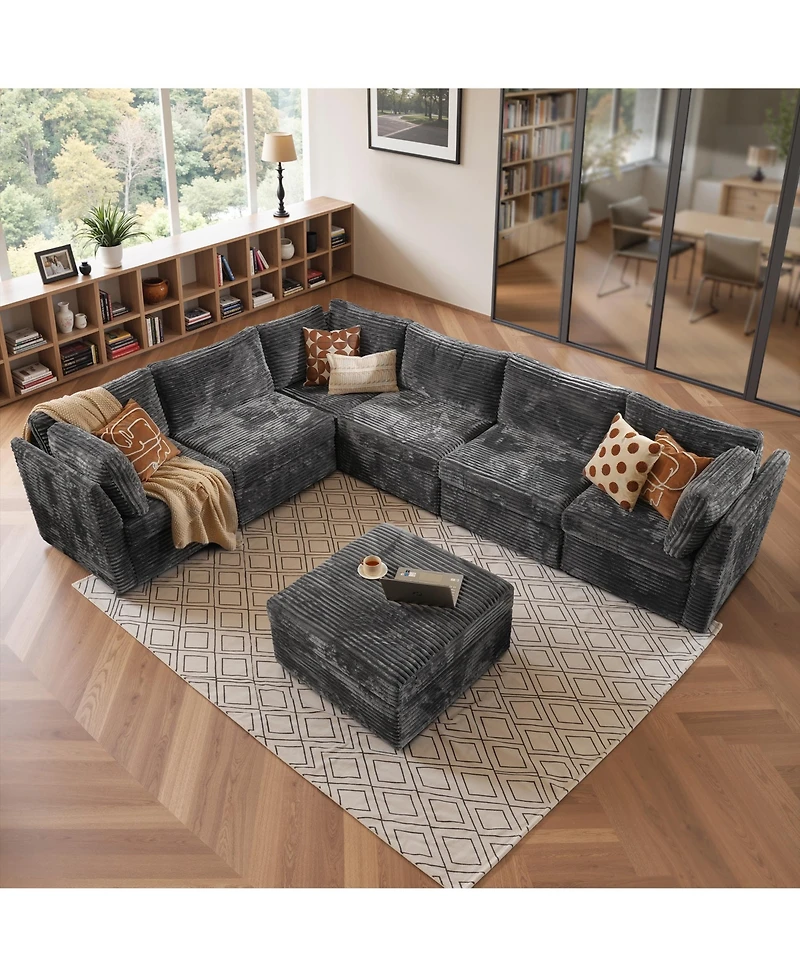 Xizzi -Piece Living Room Furniture Sectional Sofa, L-Shaped Deep Seat Cloud Couch with Chaise Ottoman
