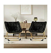 gaomon Rabbit Fur Saucer Chair, Foldable Lounge Chair with Metal Frame, Comfy Accent for Kids, Teens and Adults, No Assembly, Indoor Sofa Seat