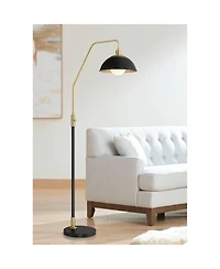 Possini Euro Design Baltar Modern 68 1/2" Tall Standing Floor Lamp Curved Arc Dimmable Metal Brass Finish Bedroom Dome Shade