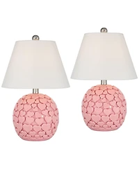 360 Lighting Aurora 17 1/4"H Hearts Ceramic Table Lamp Set of 2 with Dimmer