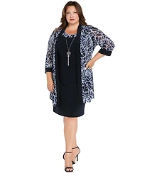 R & M Richards Plus Scoop Neck Jacket Dress