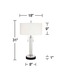 Possini Euro Design Cadence Modern Table Lamp with Round Marble Riser 30" Tall Glass Column Shade for Bedroom Living Room Bedside Office
