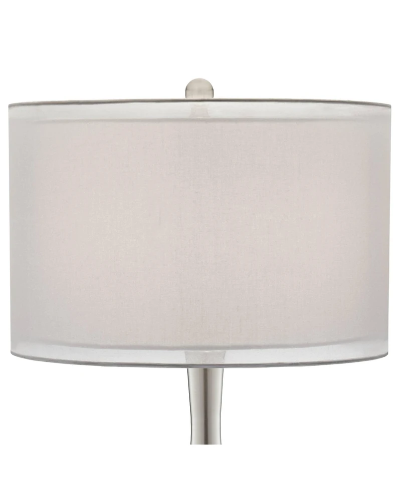 Possini Euro Design Swift Modern Table Lamp with SquareMarble Riser 30 1/2" Tall Glass Chrome Drum Shade for Bedroom Living Room House Home