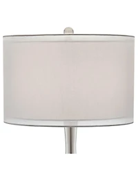 Possini Euro Design Swift Modern Table Lamp with SquareMarble Riser 30 1/2" Tall Glass Chrome Drum Shade for Bedroom Living Room House Home