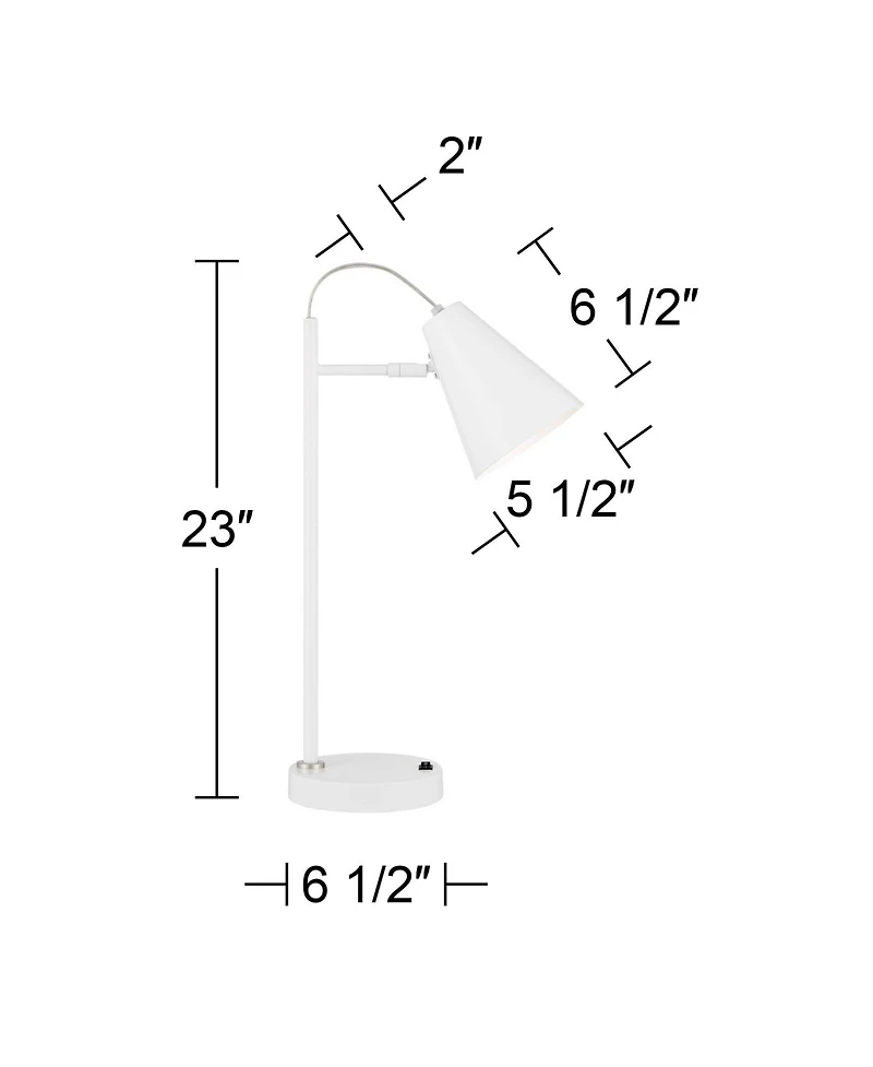 360 Lighting Chase 23" High Small Modern Desk Lamps Set of 2 Usb Port Metal Home Office Living Room Charging Bedroom Bedside