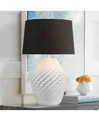 360 Lighting Simon 27" Tall Modern 3-Way Table Lamp Textured Geometric Pattern Finish Living Room Bedroom