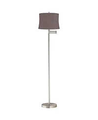360 Lighting Druckman Modern 60 1/2" Tall Standing Floor Lamp Adjustable Swing Arm Metal Brushed Nickel Finish Drum Sierra