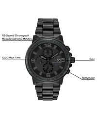 Citizen Men's Chronograph Eco-Drive Nighthawk Black Ion Plated Stainless Steel Bracelet Watch 43mm CA0295-58E