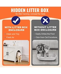 Gouun Hidden Cat Litter Box Enclosure Furniture for 2 Cats with 4 Doors and 2 Windows